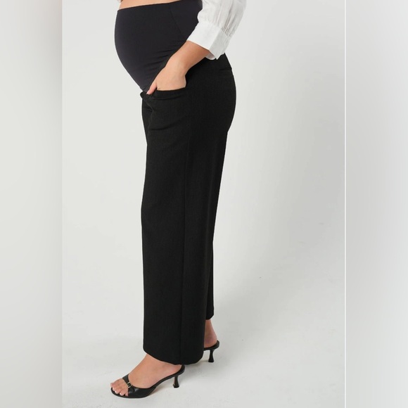UEC Motherhood Maternity Black Wide Leg Stretch Dress Pants Sz M - Picture 1 of 7